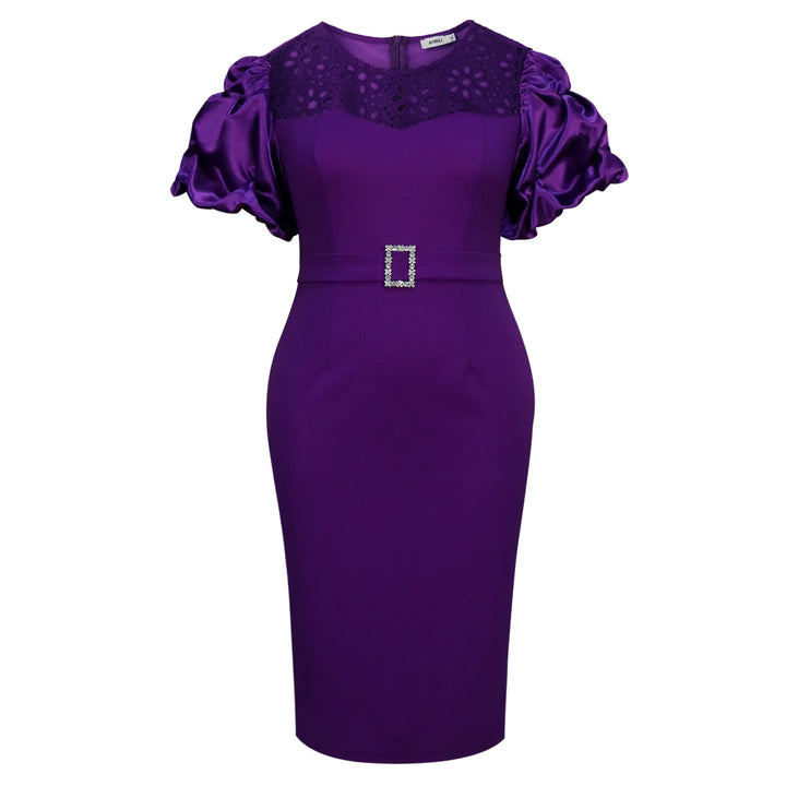 Damen Figurbetontes Cocktailkleid mit kreativem Rüschendesign und dekorativem Taillengürtel Drune