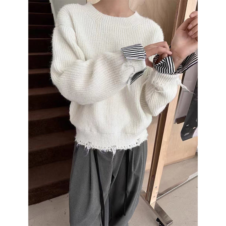 Damen lässiger Pullover mit modischem Fransen-Design und komfortabler Passform Drune