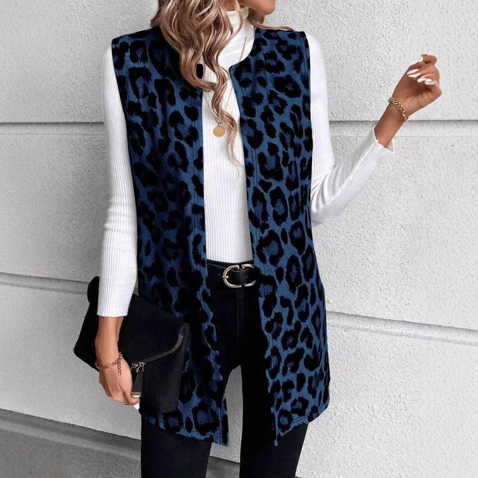 Damen Mode Weste mit Leopardenmuster Drune