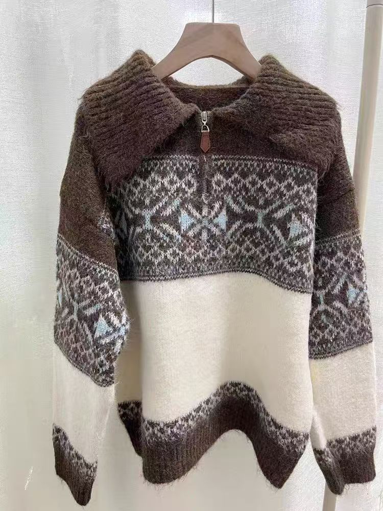 Damen Strickpullover mit aufwendigem Norweger-Muster Drune