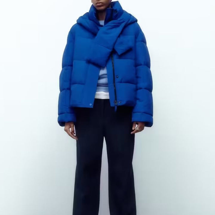Damen Steppjacke mit hochgeschlossenem Kragen und kontrastierendem Bindegürtel Drune