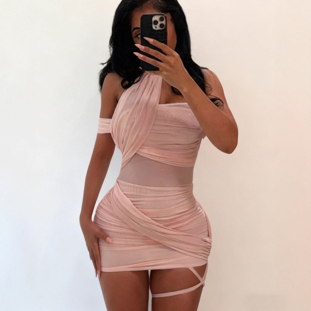 Damen Figurbetontes Wickelkleid mit asymmetrischem Design Drune