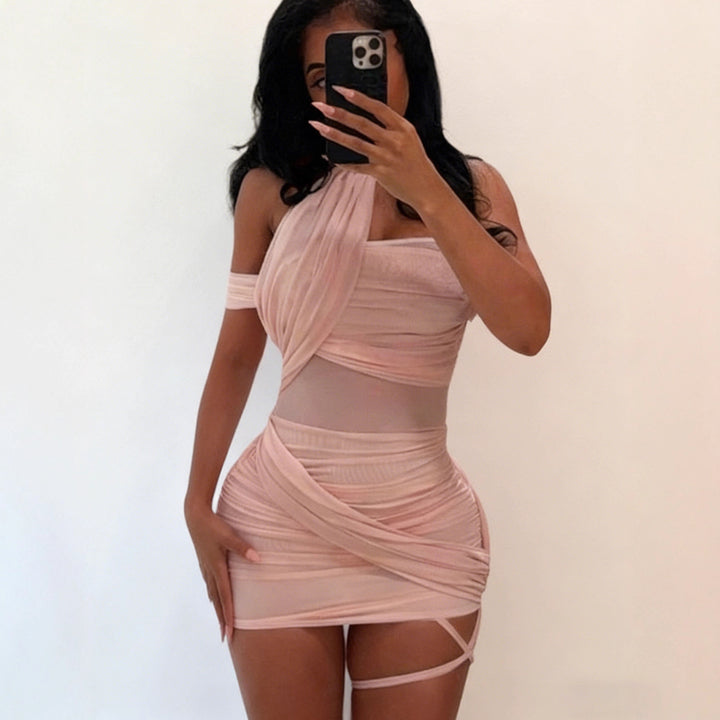 Damen Figurbetontes Wickelkleid mit asymmetrischem Design Drune