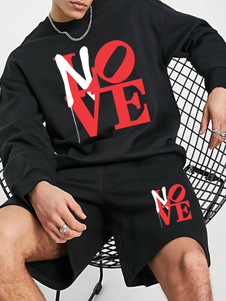 Damen Sportliches Sweatshirt- und Shorts-Set mit auffälligem Druck Drune