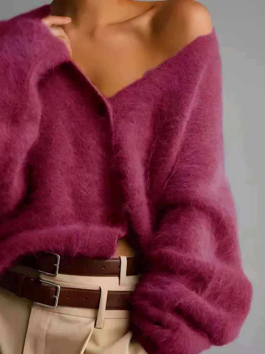 Damen Weicher und Flauschiger Cardigan Jacke Drune