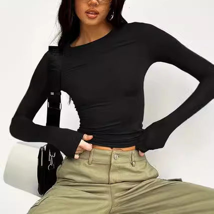 Damen Fashion Langarmoberteil mit asymmetrischem Schnitt und weichen Ärmeln Drune