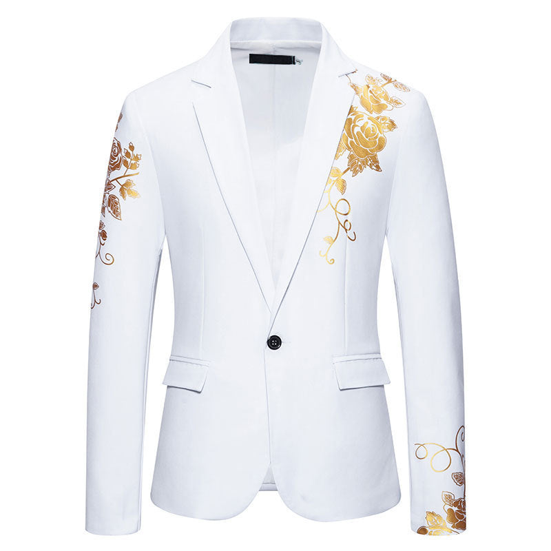 Herren eleganter Blazer mit floralem Stickdesign und feinen Details Drune