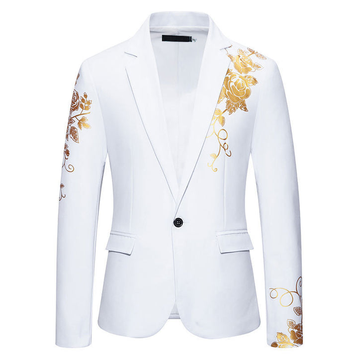 Herren eleganter Blazer mit floralem Stickdesign und feinen Details Drune