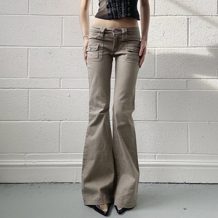 Damen Flared Cargo-Hose mit modischem Schnitt und praktischen Taschen Drune