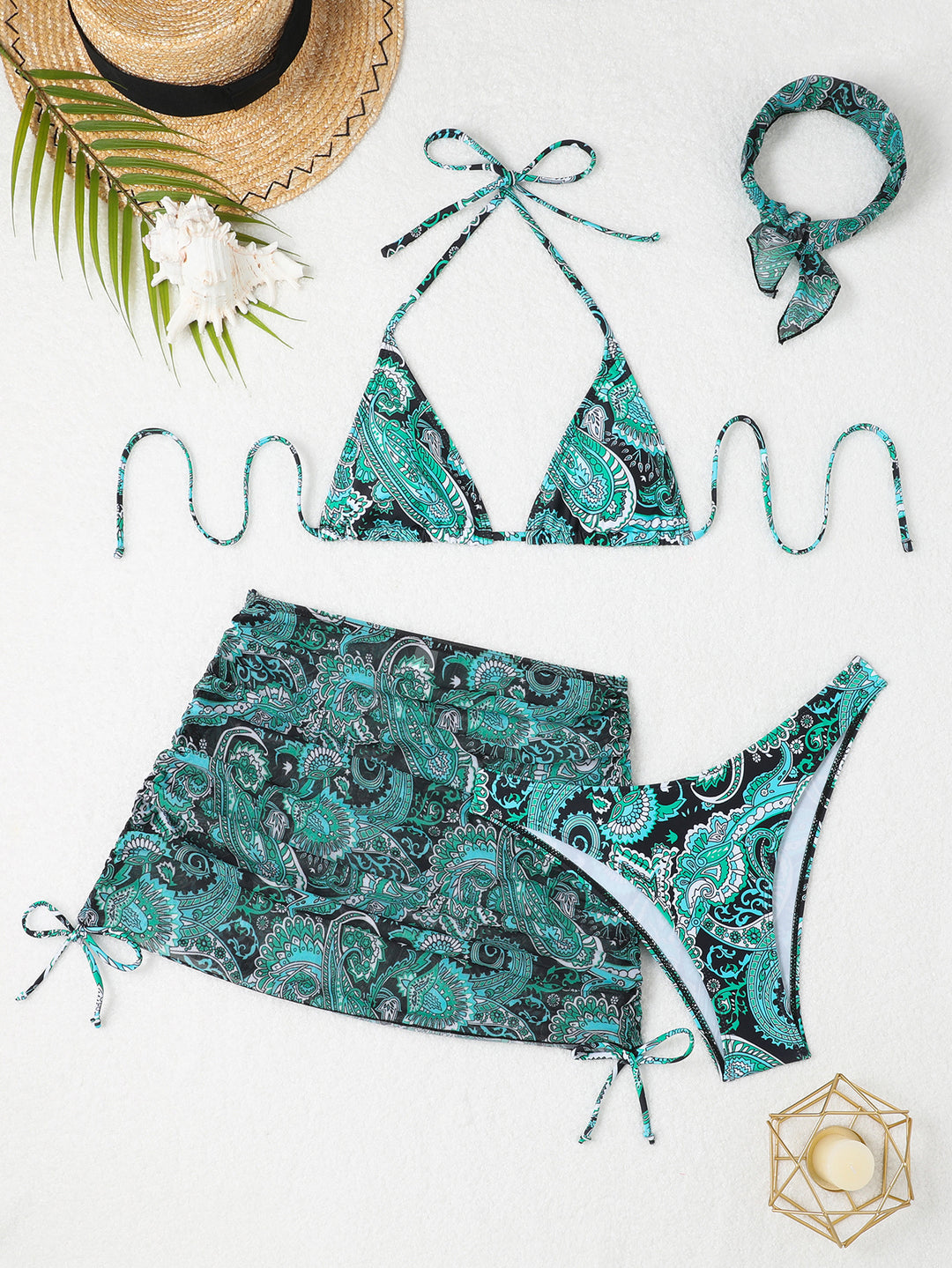 Damen Bikini-Set mit verstellbaren Trägern und modischer Wickelrock Drune