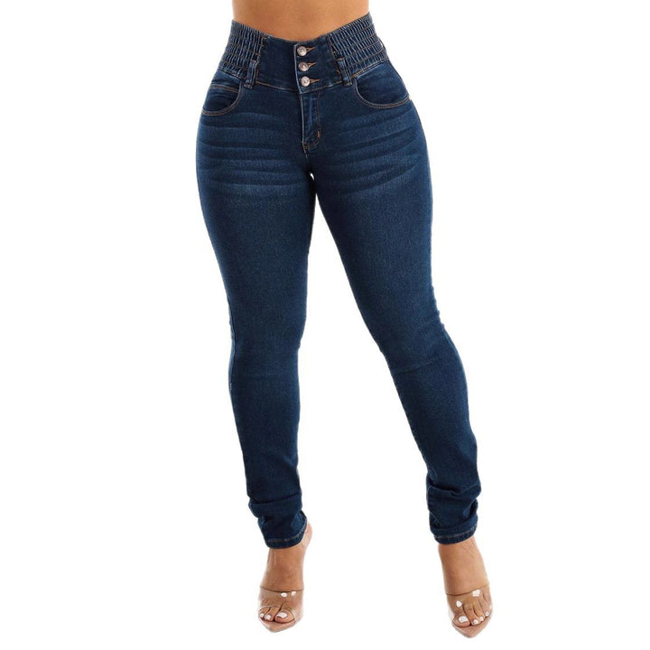 Damen Slim-Fit High-Waist Jeans mit elastischem Taillenbund Drune