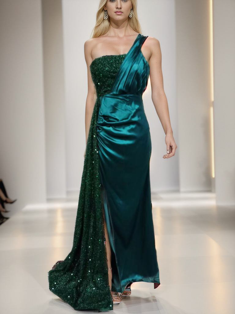 Damen Glamouröses Abendkleid mit schimmernden Pailletten und raffiniertem Schlitz Drune