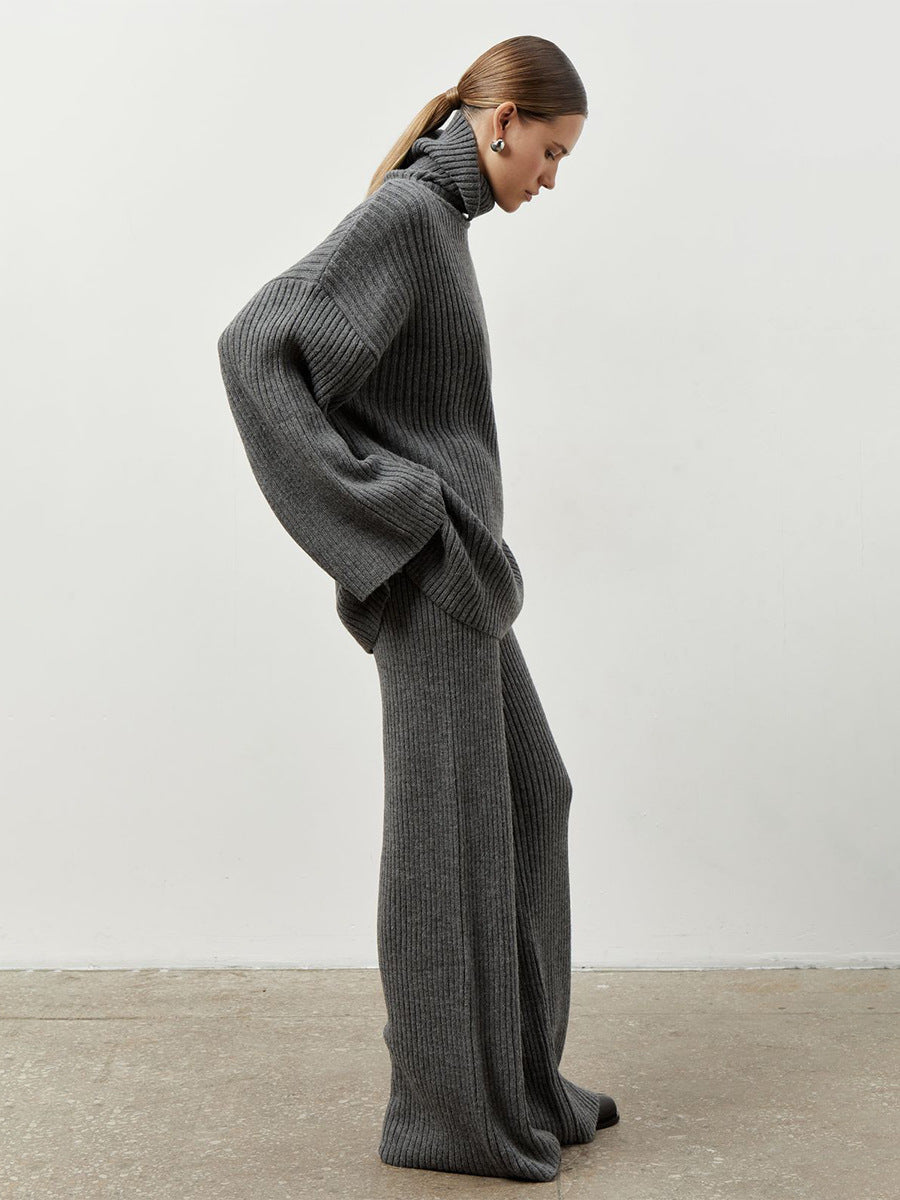 Damen Softer Strickpullover und lässige Hosen im Set Drune