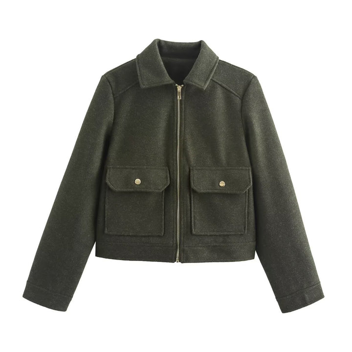 Damen stylische Bomberjacke mit praktischen aufgesetzten Taschen Drune
