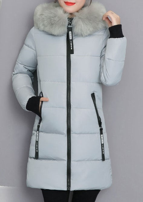 Damen Langärmeliges Steppjacke mit abnehmbarem Kunstfellkragen Drune