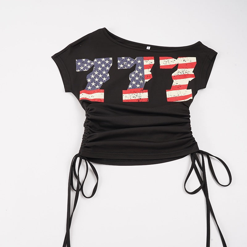 Damen modisches lässiges Crop-Top mit praktischem Rüschensaum Drune