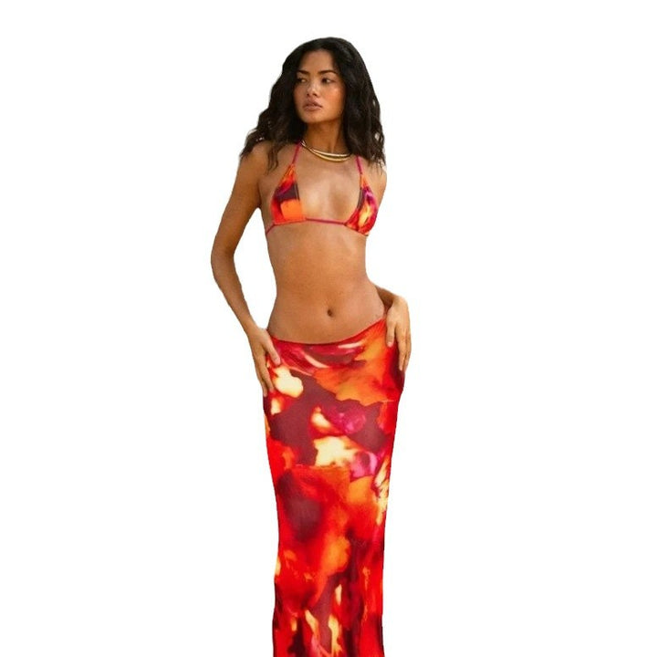 Damen Bikini-Set mit elegantem Wickeltuch und floralem Design Drune