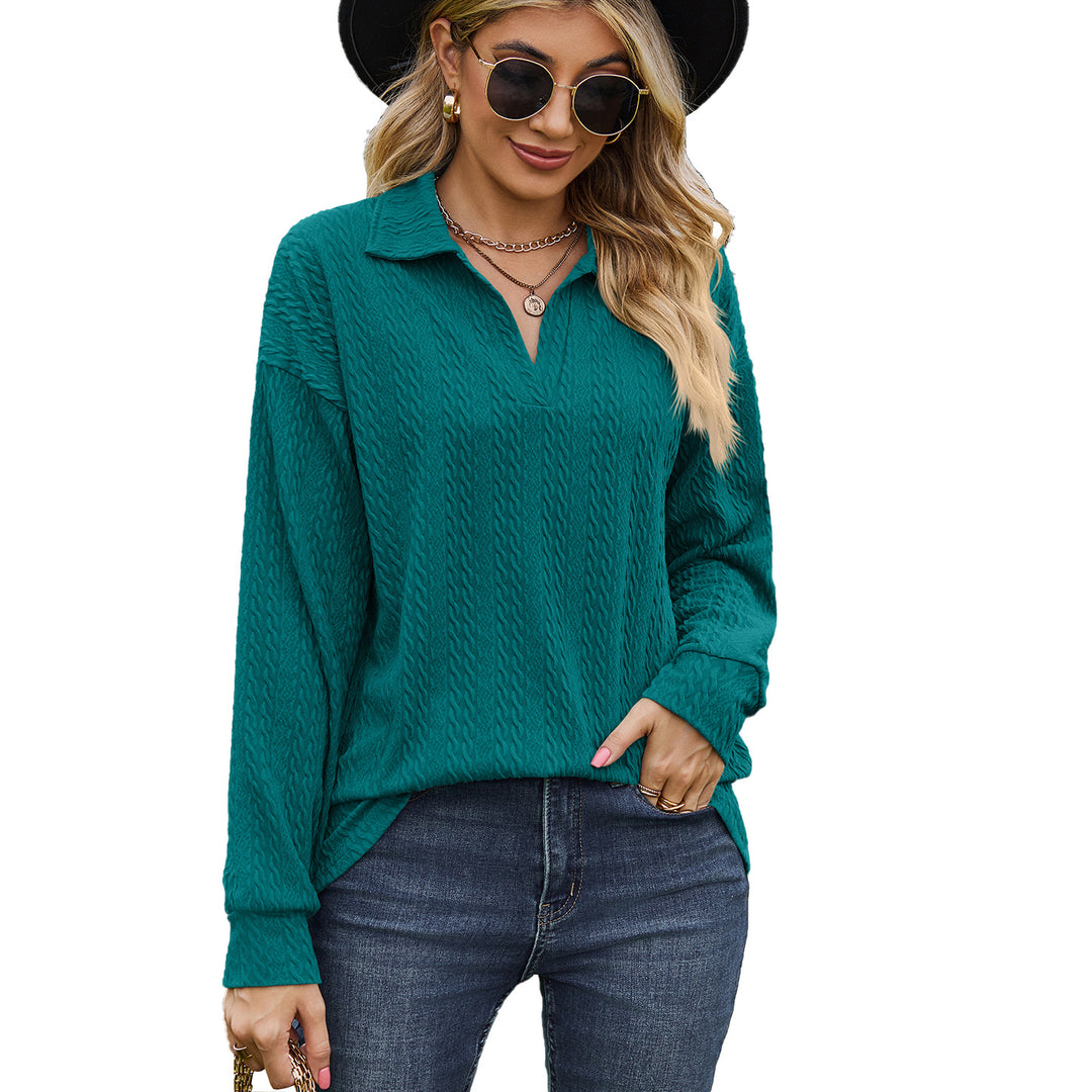 Damen lässiger Pullover mit strukturiertem Kabelmuster Drune