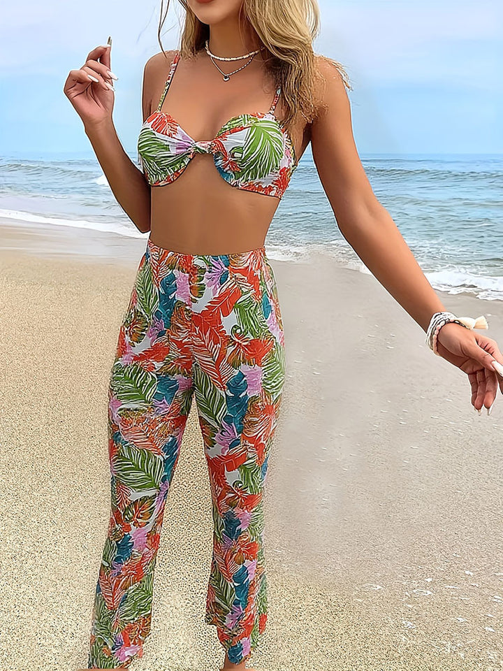 Damen Bikini-Oberteil und Palazzo-Hose Set Drune