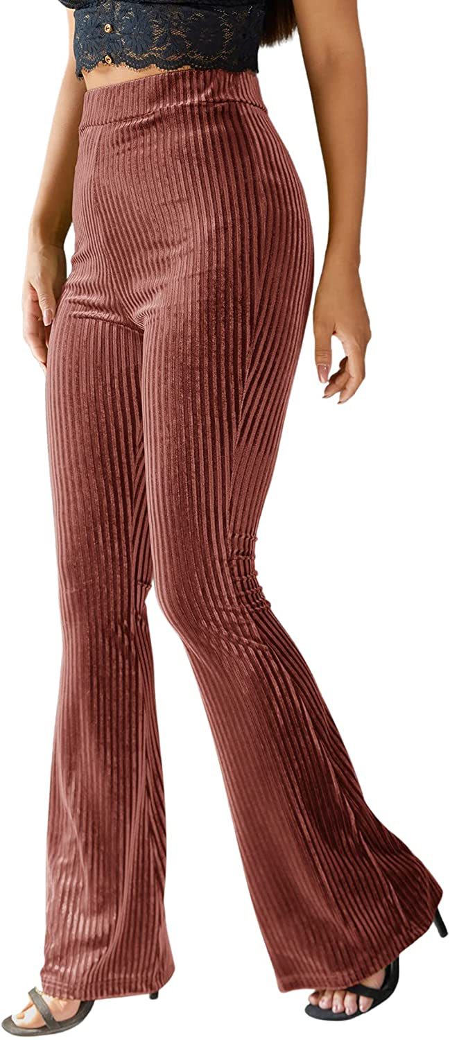 Damen Bootcut-Hose mit Rippstruktur und hohem Bund Drune