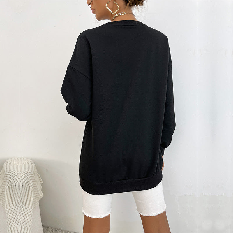Damen lässiges Sweatshirt mit oversized Schnitt und auffälligem Schriftzug Drune