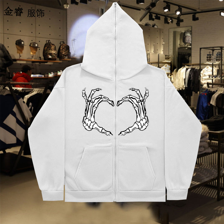 Damen Kapuzenjacke mit auffälligem Skelettmotiv Drune