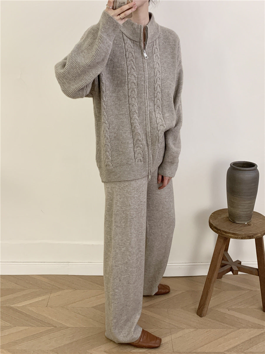 Damen Strickpullover mit hoher Kragen und Reißverschluss Drune