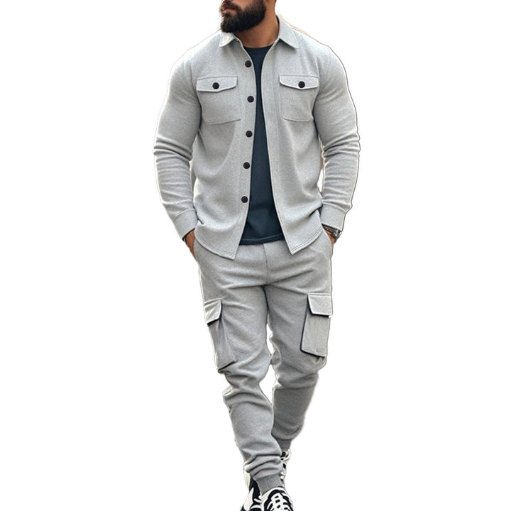 Herren nan athletisches Hemdjacke-Overshirt mit aufgesetzten Brustklappen und durchgehender Knopfleiste Drune