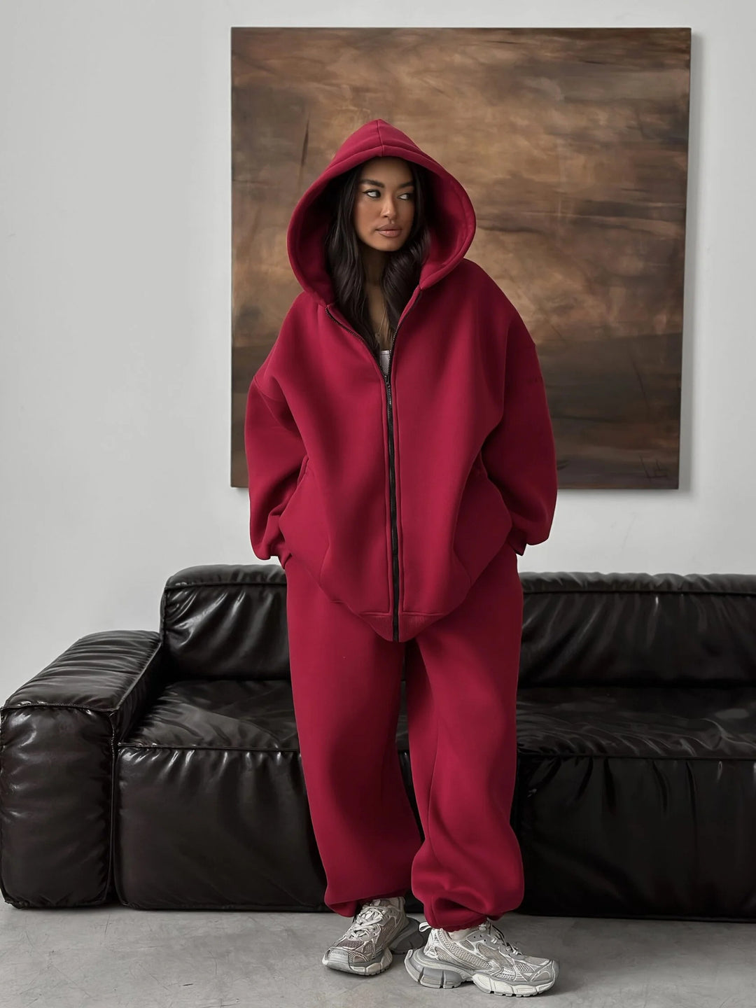 Damen Oversized Hoodie-Set mit weiten Hosen Drune