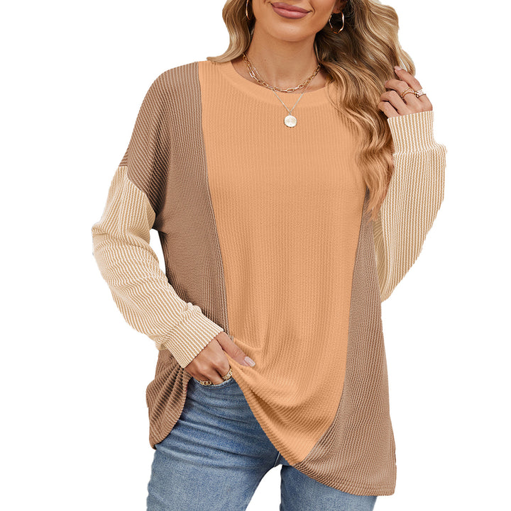 Damen oversized Pullover mit strukturiertem Rippdesign und modernen Farbblockakzenten Drune