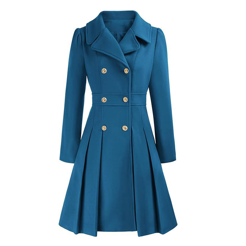 Damen Eleganter Trenchcoat mit tailliertem Schnitt und Plissee-Detail Drune