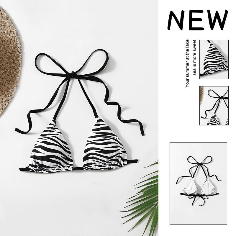 Damen Triangel-Bikinioberteil mit modischem Zebra-Muster Drune
