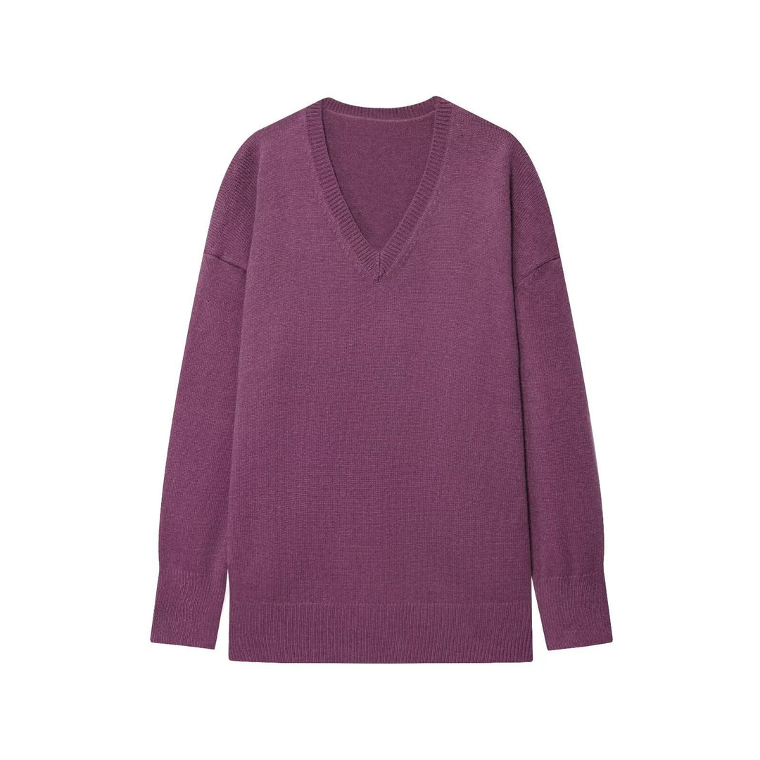 Damen Viskose Pullover mit V-Ausschnitt und lässigem Schnitt Drune