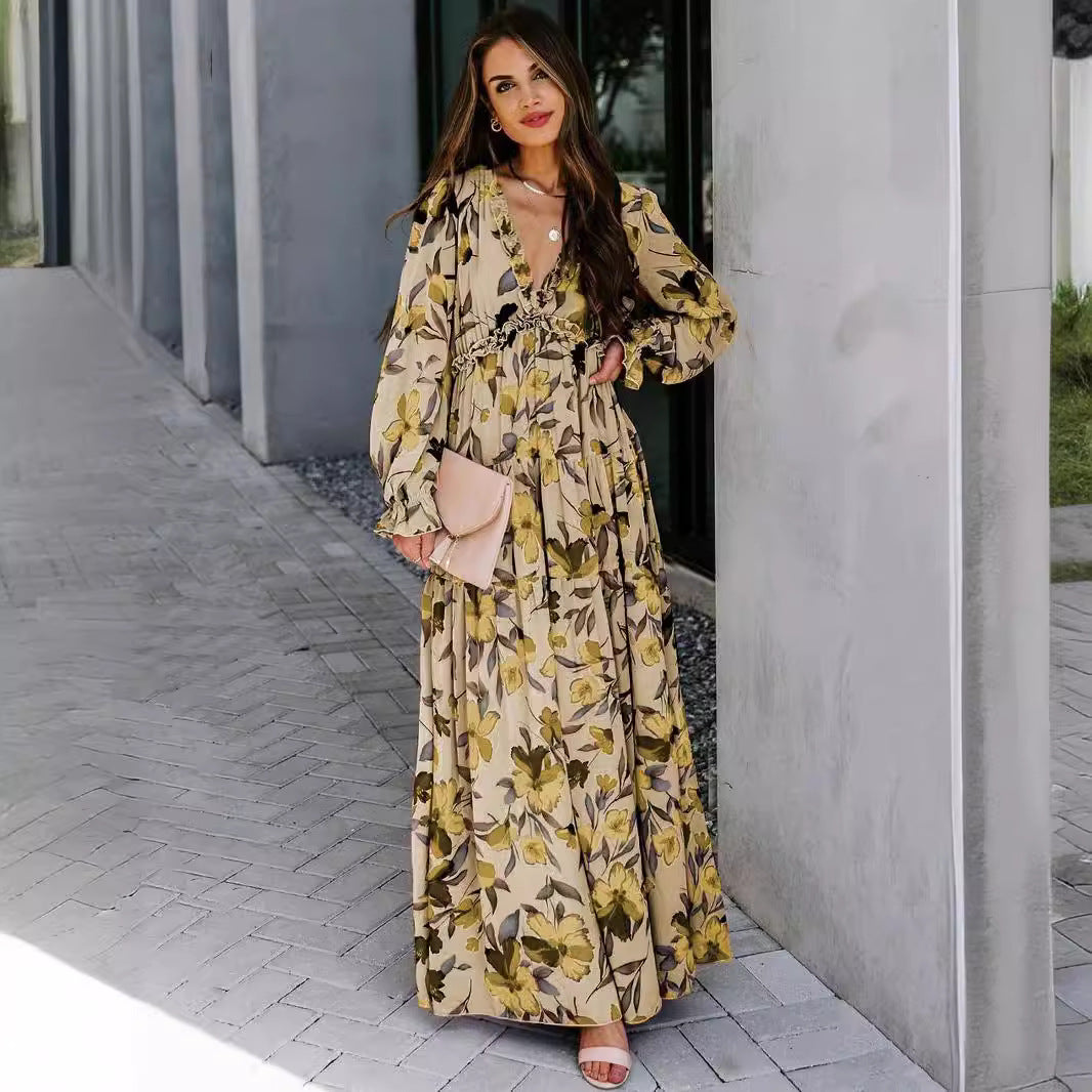 Damen Maxikleid mit floralen Mustern Drune