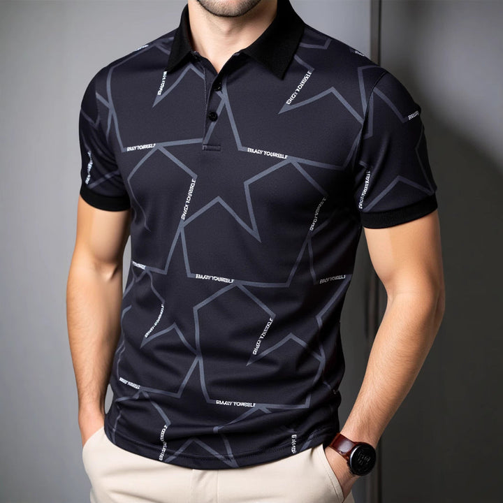 Herren Poloshirt mit modernem Sternen-Design und atmungsaktiven Materialien Drune