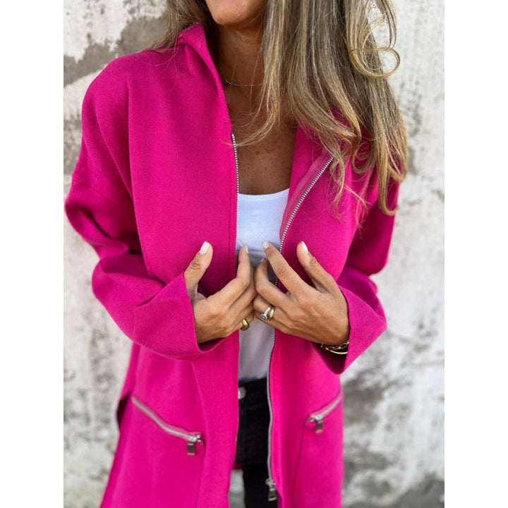 Damen eleganter Jacke mit Reißverschluss und Taschen Drune
