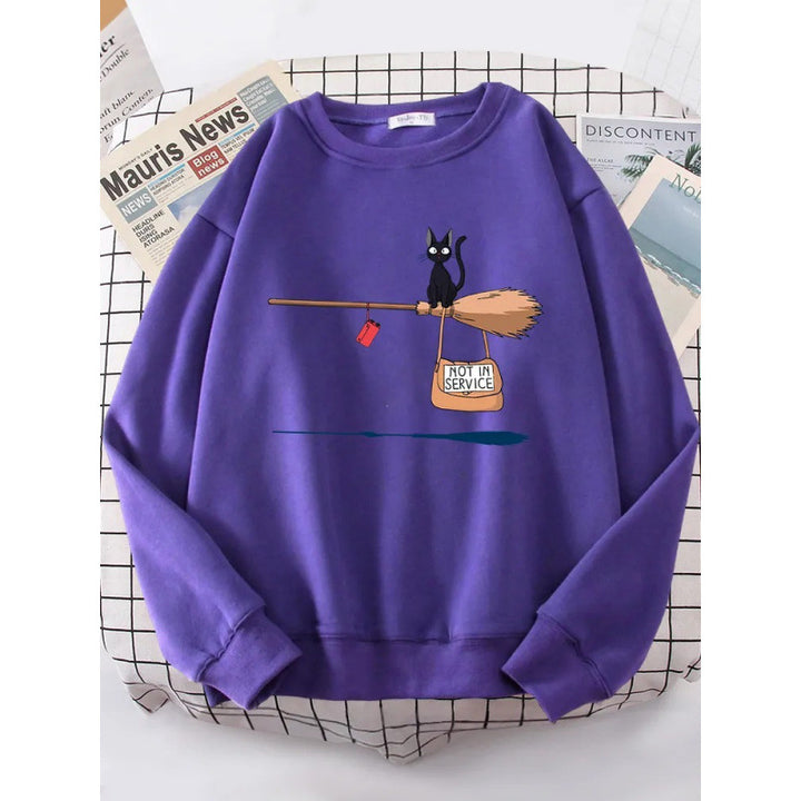 Damen Sweatshirt mit kreativem Katzenmotiv Drune