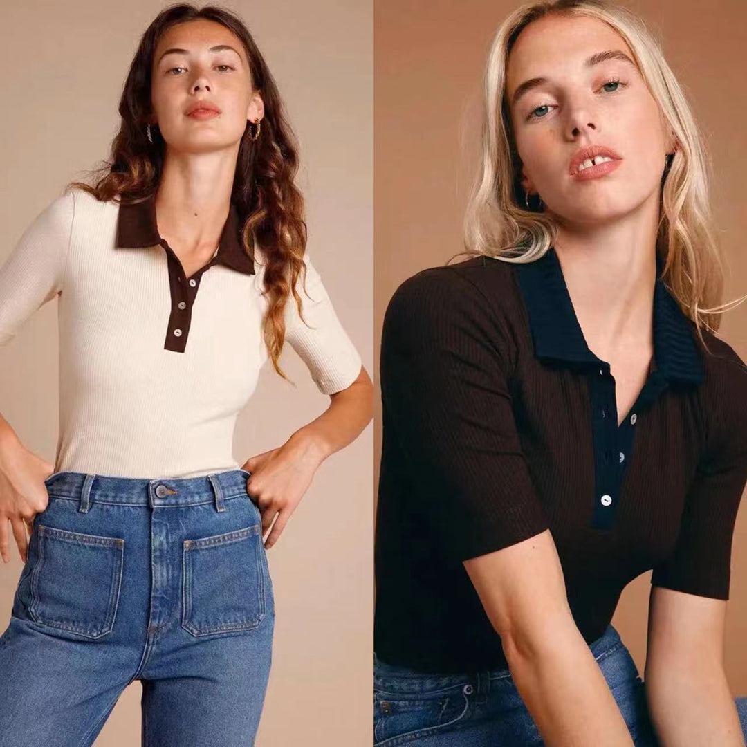 Damen Poloshirt mit strukturiertem Stoff und abgesetztem Kragen Drune
