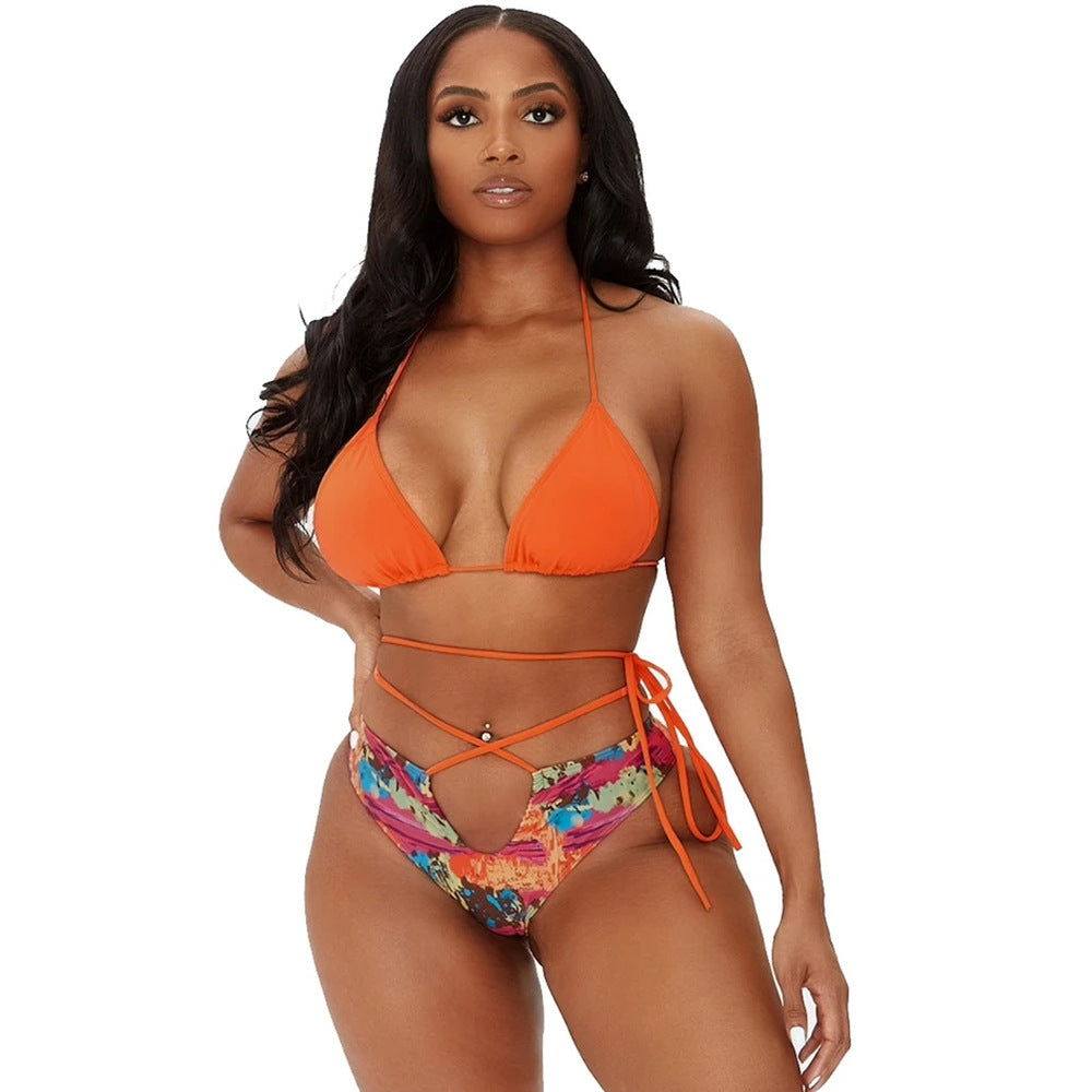 Damen Triangel-Bikini mit lässigem Schnitt und modischen Bindebändern Drune