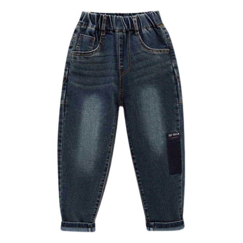Damen modische Denim-Hose mit elastischem Bund und praktischen Taschen Drune
