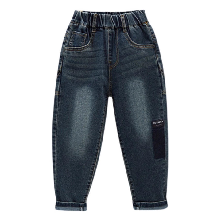 Damen modische Denim-Hose mit elastischem Bund und praktischen Taschen Drune
