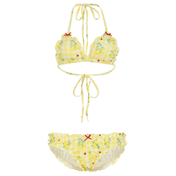 Damen Bikini-Set mit floralem Design und verspieltem Rüschensaum Drune