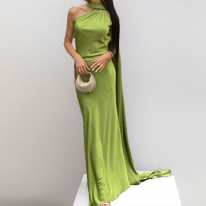 Damen Elegantes Abendkleid mit asymmetrischem Design und weichem Umhang Drune