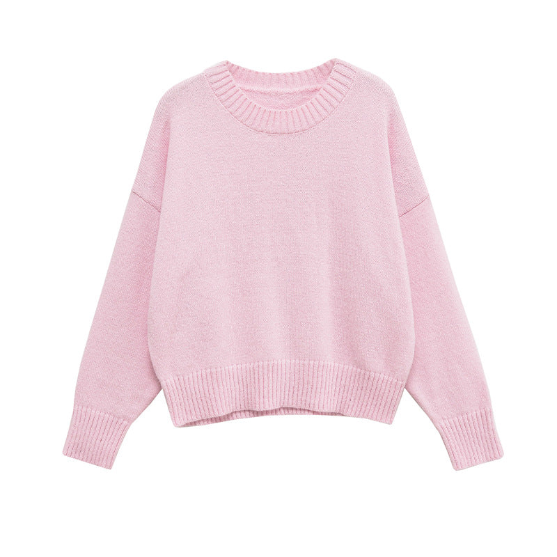 Damen Bequemer Oversize-Pullover mit Rundhalsausschnitt und breiten Bündchen Drune