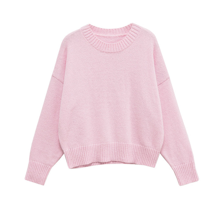 Damen Bequemer Oversize-Pullover mit Rundhalsausschnitt und breiten Bündchen Drune