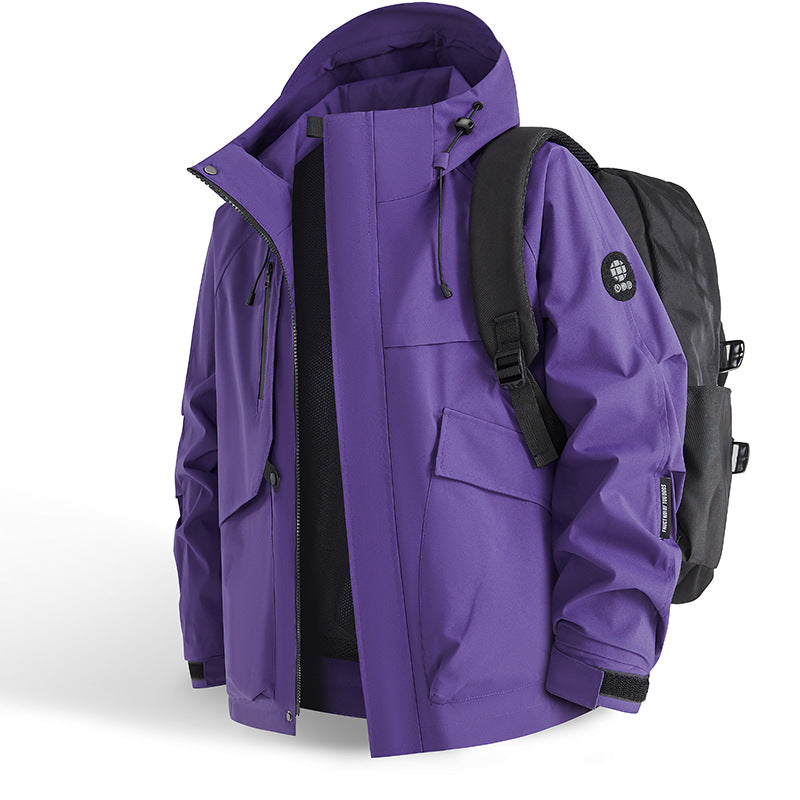 Herren technische Allwetterjacke mit praktischen Taschen und verstellbarem Kragen Drune