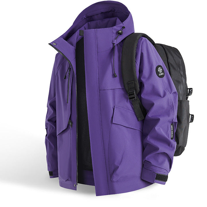 Herren technische Allwetterjacke mit praktischen Taschen und verstellbarem Kragen Drune