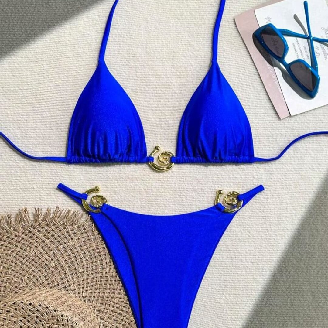 Damen Triangel-Bikini mit raffiniertem Gold-Detail Drune