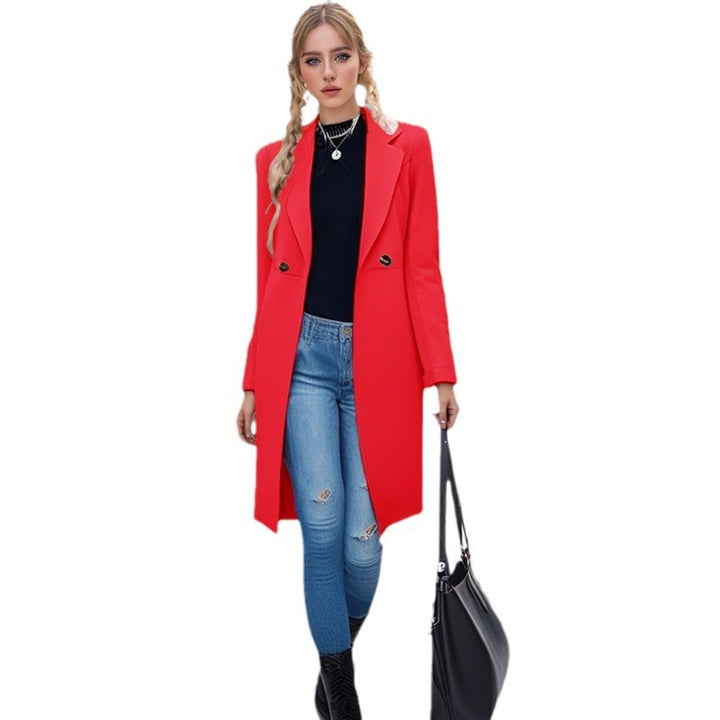 Damen eleganter Blazer-Mantel mit doppelter Knopfleiste Drune