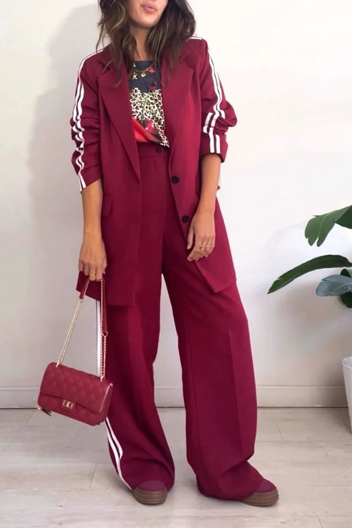 Damen elegantes Blazer-Set mit sportlichen Akzenten und weitem Schnitt Drune